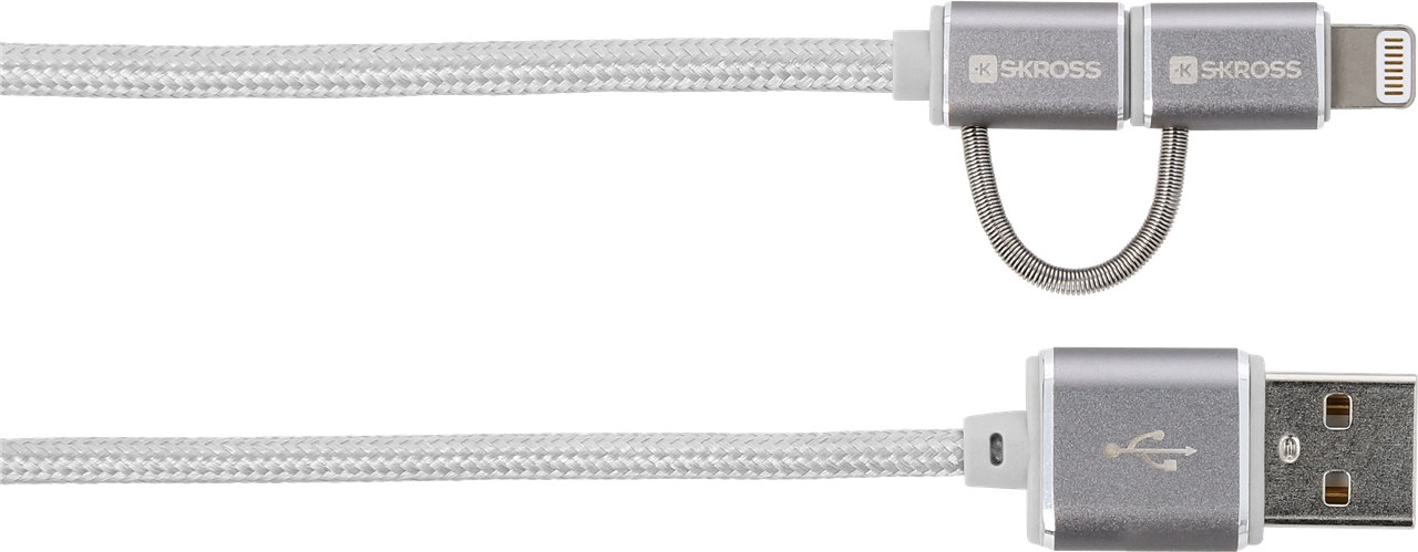 SKROSS Charge'n Sync 2in1 Micro USB & Lightning Connector - Steel Line silber SKROSS Charge'n Sync 2in1 Micro USB & Lightning Connector - Steel Line silber