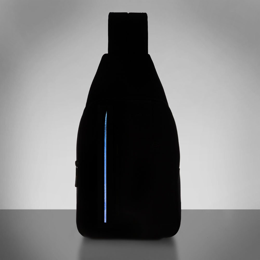 Piquadro Urban Querträgertasche mit LED-Licht Grau/Schwarz