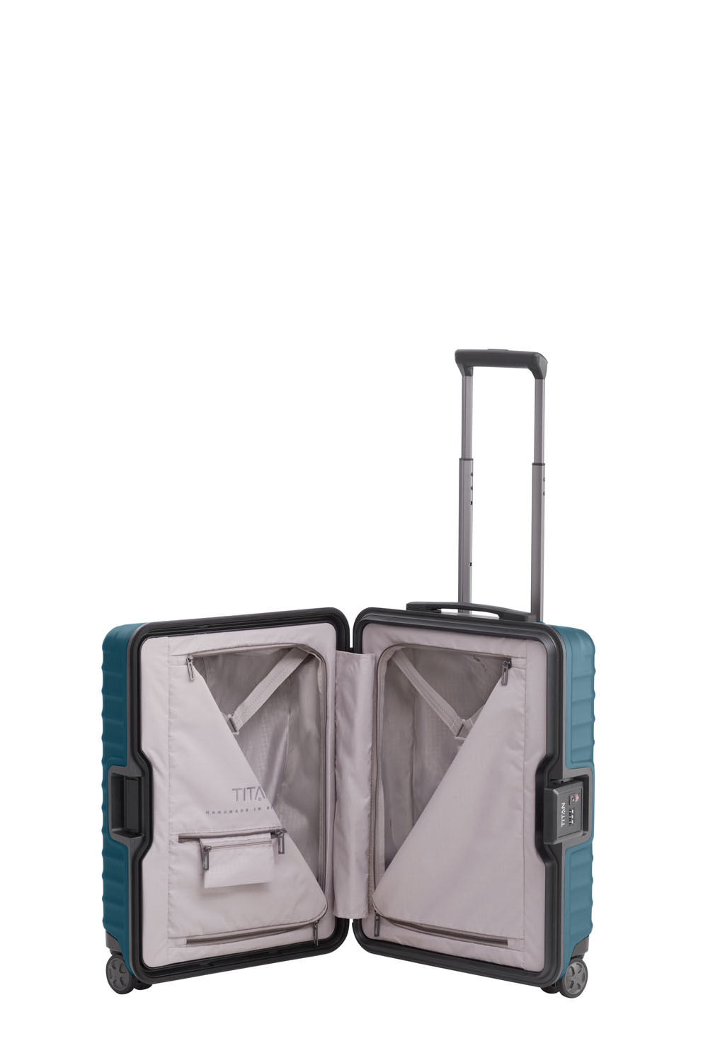 TITAN Litron Frame 4-Rollen Kabinentrolley 55 cm + Gratis Hotelgutschein Petrol