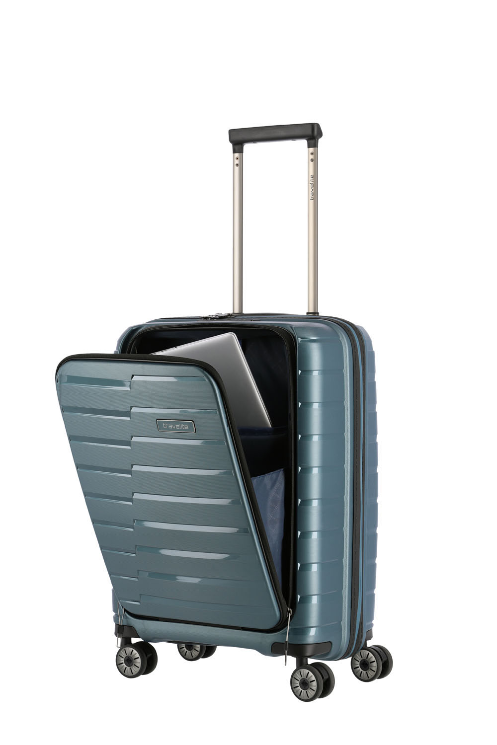 Travelite Air Base Trolley S, 4 Rollen mit Vortasche Eisblau Travelite Air Base Trolley S, 4 Rollen mit Vortasche Eisblau