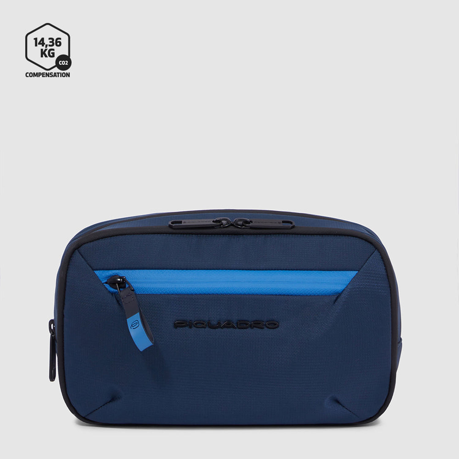 Piquadro Corner 2.0 Kulturbeutel aus recycled Stoff Blau