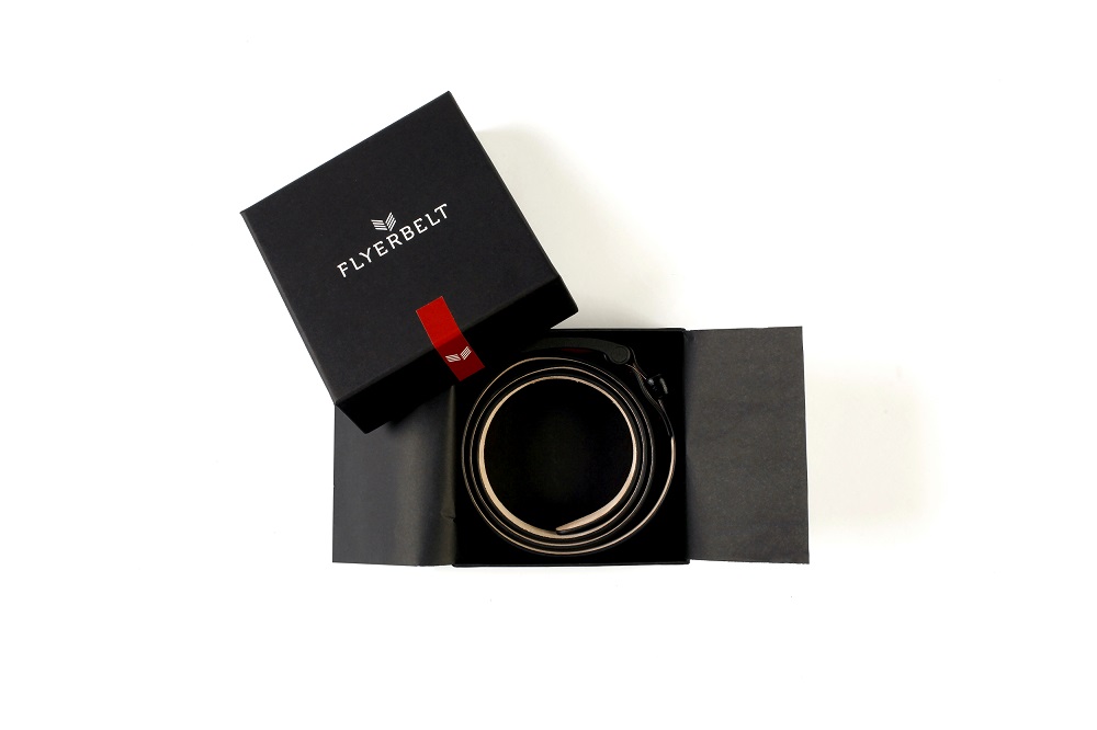 Flyerbelt Security Metallfreier Gürtel 120 cm -Mit dem roten Dorn Schwarz