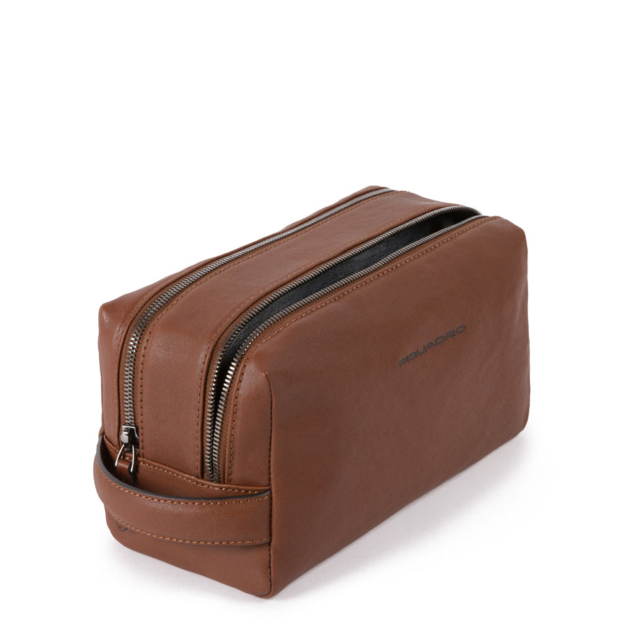 Piquadro Black Square Kulturtbeutel mit zwei Fächern cuoio tabacco Piquadro Black Square Kulturtbeutel mit zwei Fächern cuoio tabacco