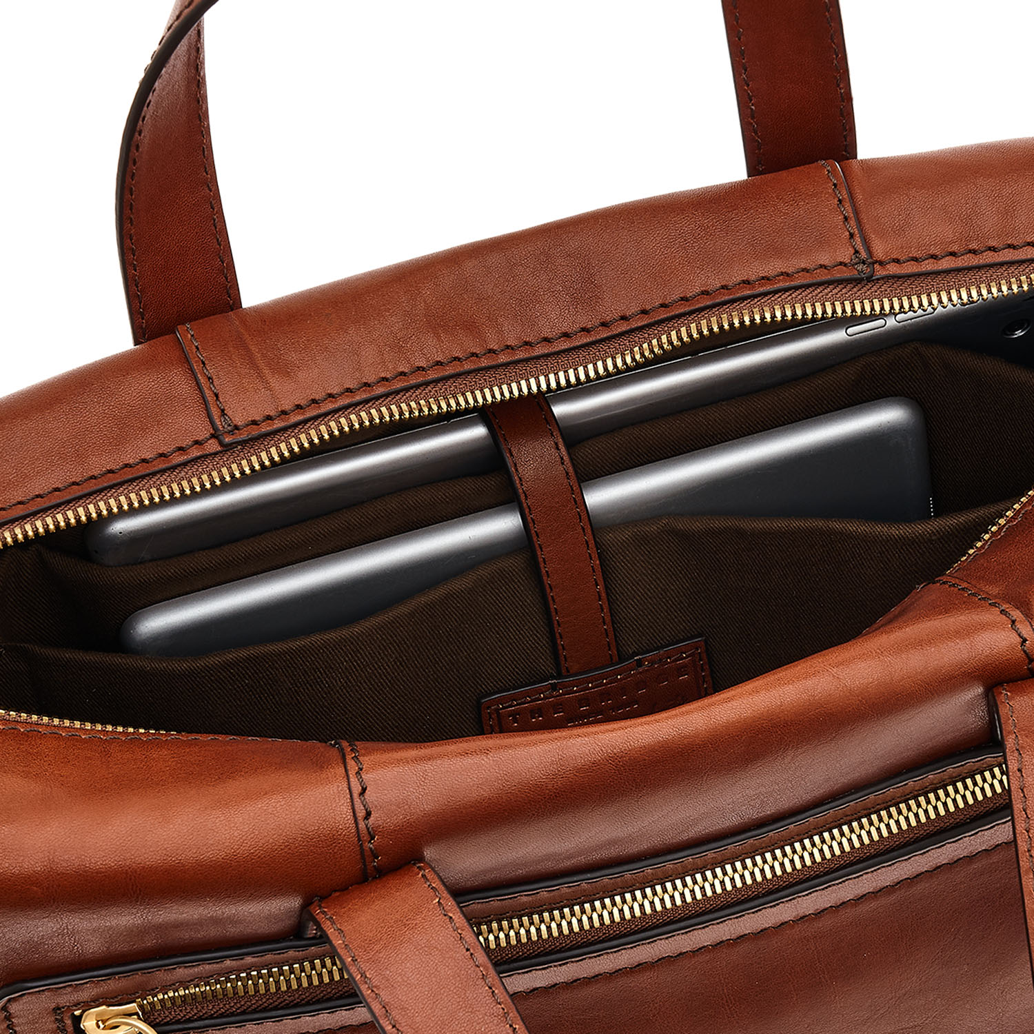 The Bridge Alberto Aktentasche mit zwei Griffen Braun/Gold The Bridge Alberto Aktentasche mit zwei Griffen Braun/Gold