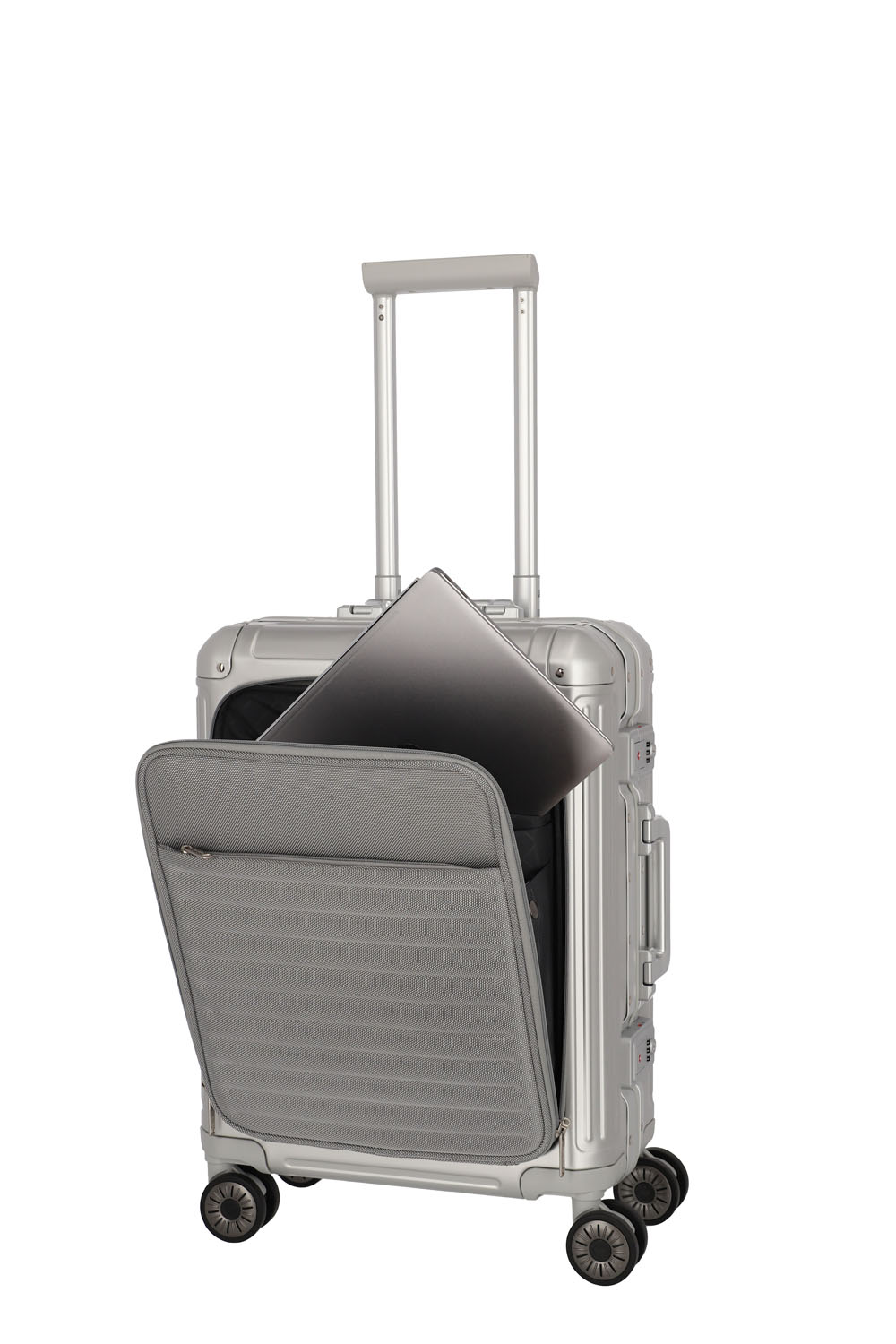 Travelite Next Trolley S 4-Rad mit Vortasche Silber Travelite Next Trolley S 4-Rad mit Vortasche Silber