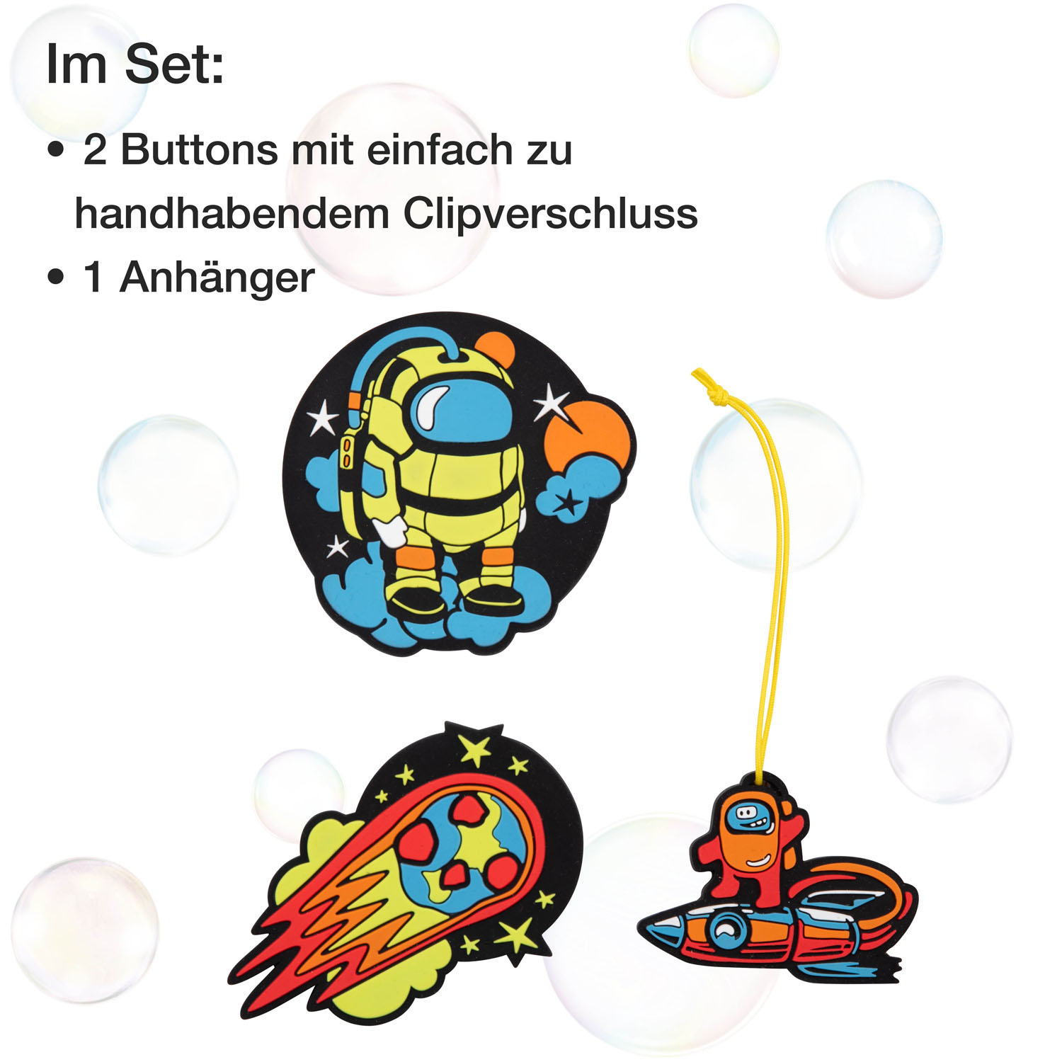 DerDieDas Schulzubehör Wechselbuttons 3er Set Crazy