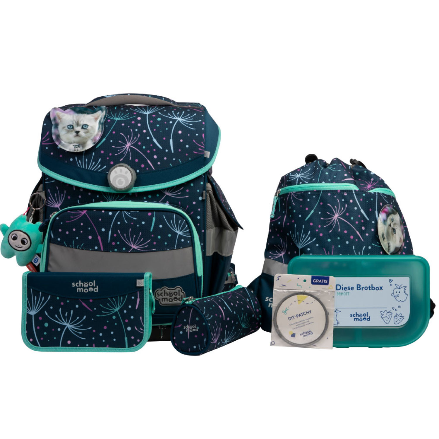 School-Mood Timeless Pro 7-tlg. Schulranzenset Lina (Kätzchen)