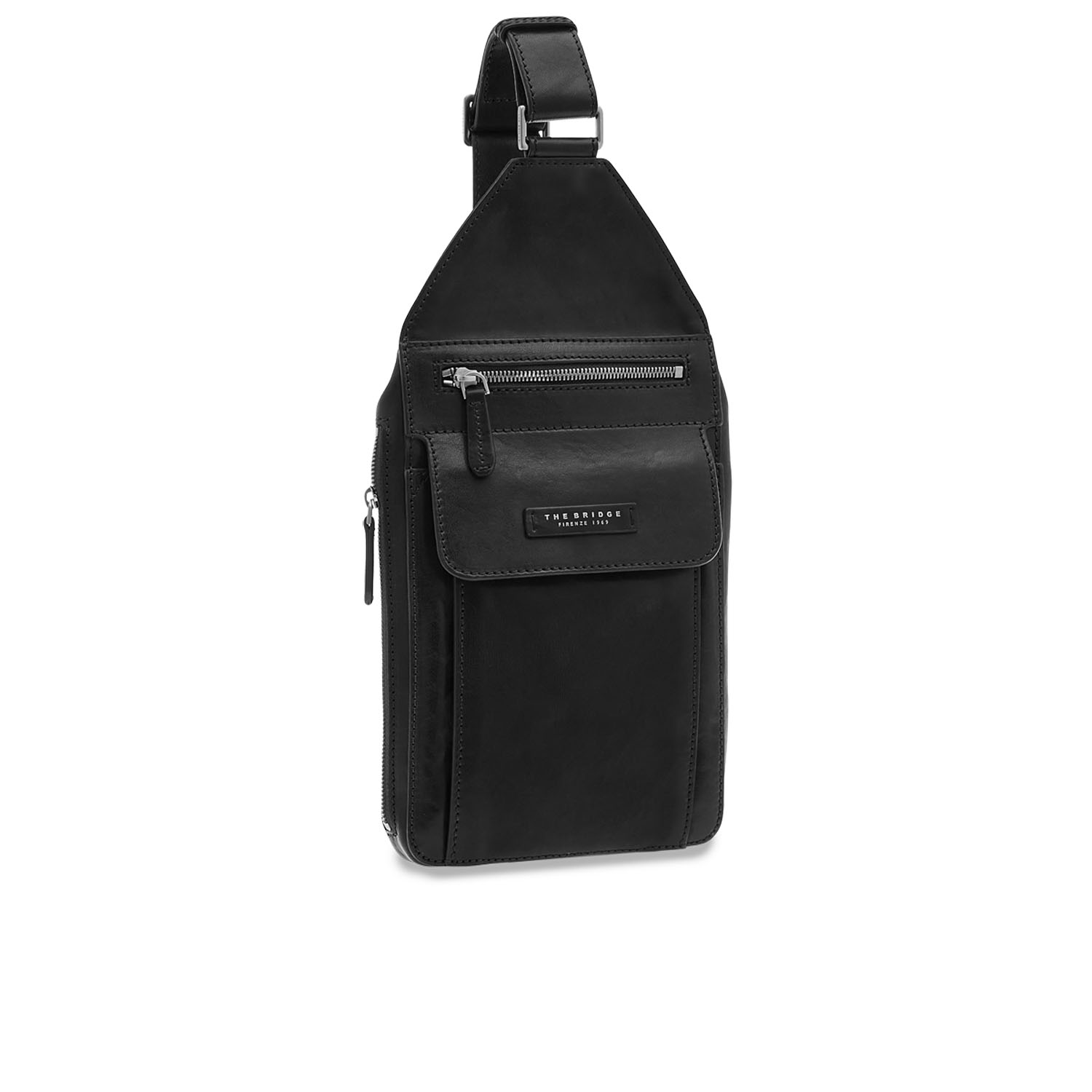 The Bridge Alberto Leder-Umhängetasche Schwarz/Ruthenium