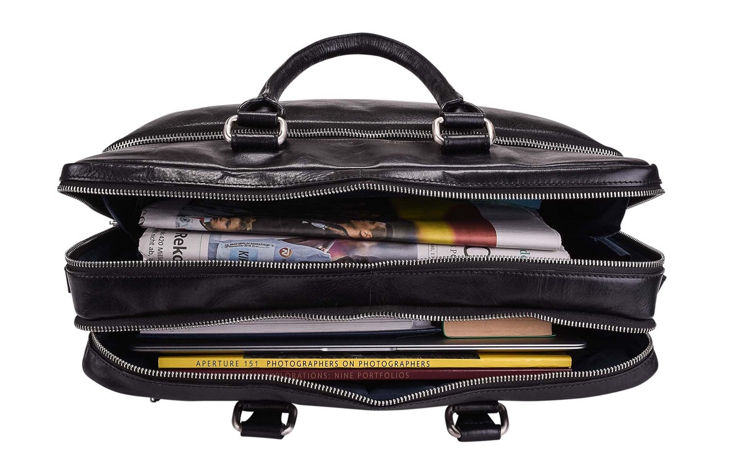 Leonhard Heyden Cambridge Leder-RV-Aktentasche 2-Fächer mit Laptopfach 15" schwarz Leonhard Heyden Cambridge Leder-RV-Aktentasche 2-Fächer mit Laptopfach 15" schwarz