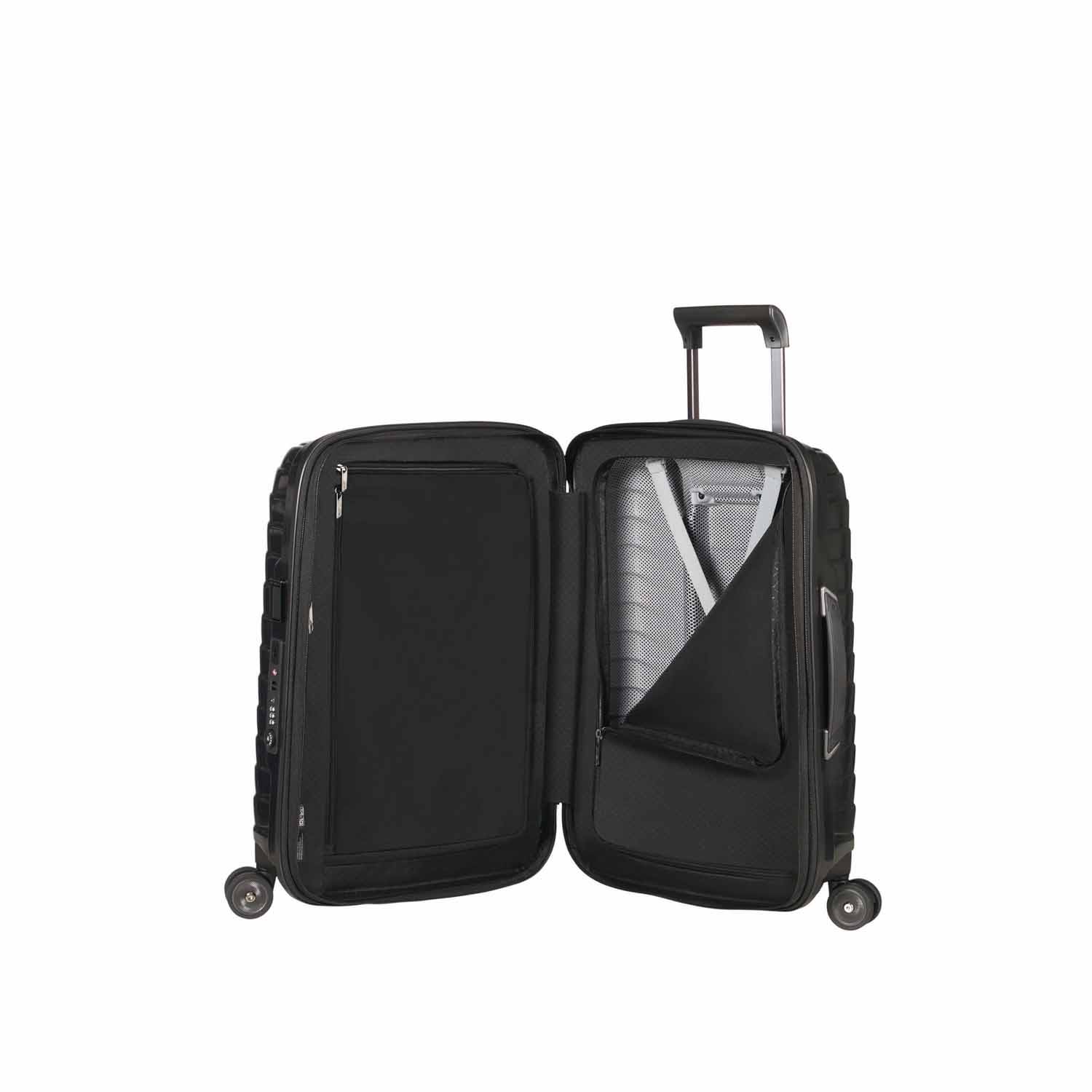 Samsonite Proxis Trolley mit 4 Rollen erweiterbar 55cm (20/23cm) + GRATIS HOTELGUTSCHEIN Schwarz