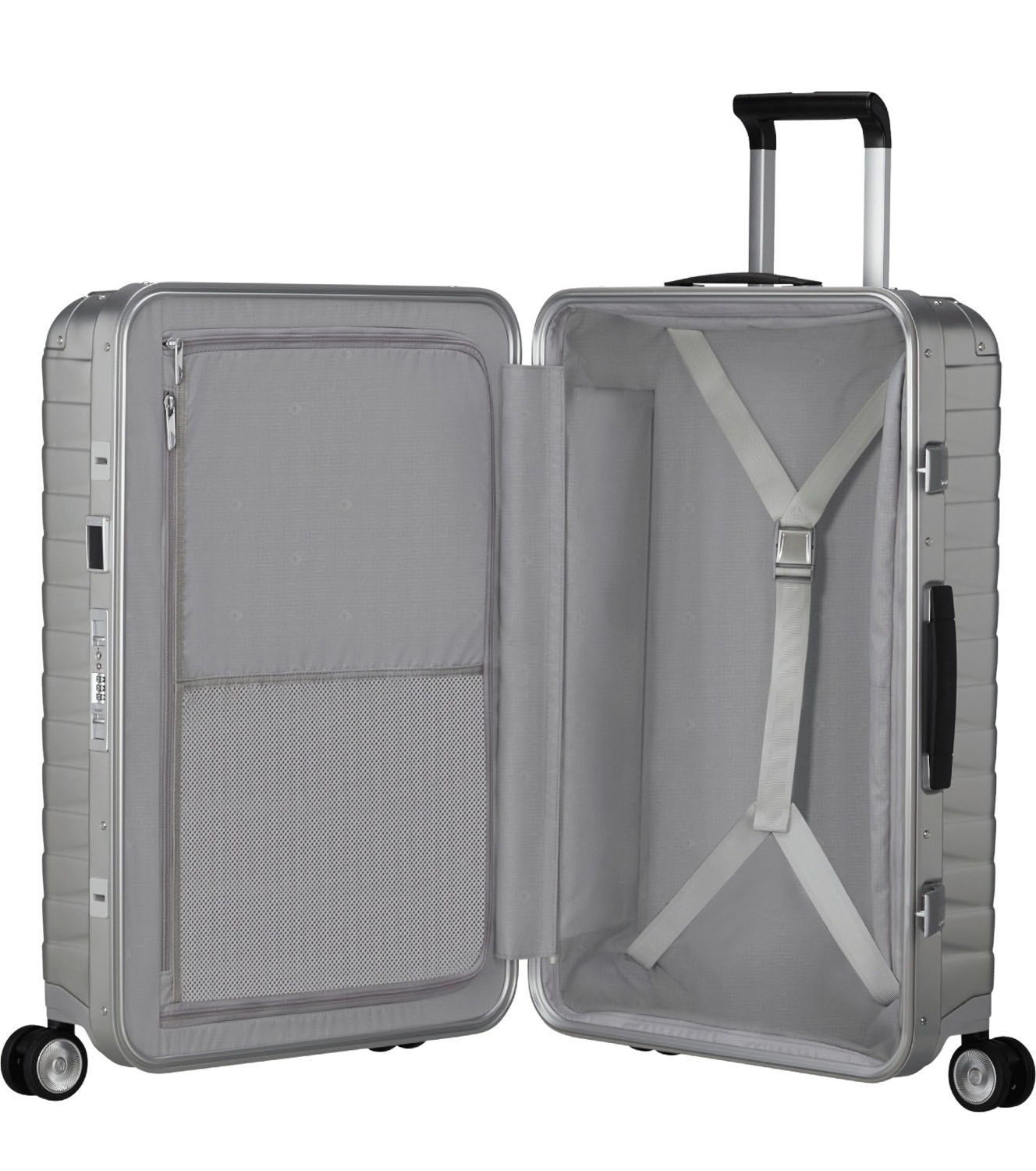 Samsonite Proxis Alu Trolley mit 4 Rollen 69cm + GRATIS HOTELGUTSCHEIN Aluminium