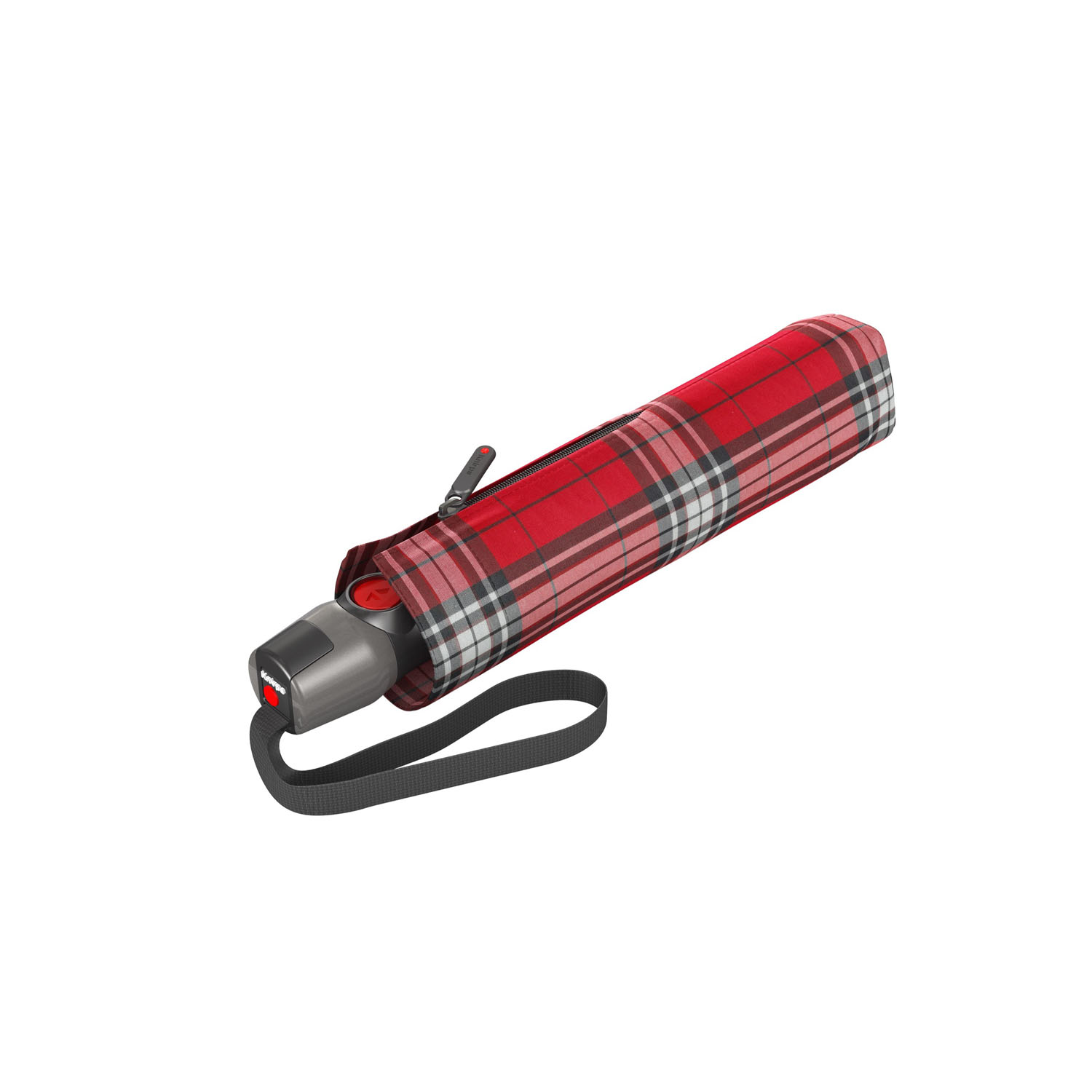 Knirps T.200 Medium Duomatic Automatischer Taschenschirm Check Red & Navy