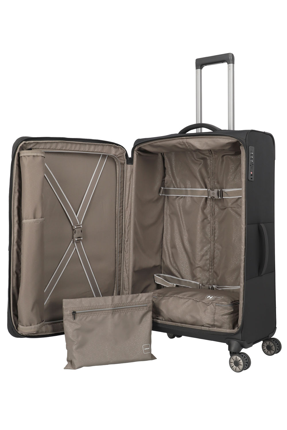 Travelite Crosslite Trolley L 4-Rollen erweiterbar Schwarz
