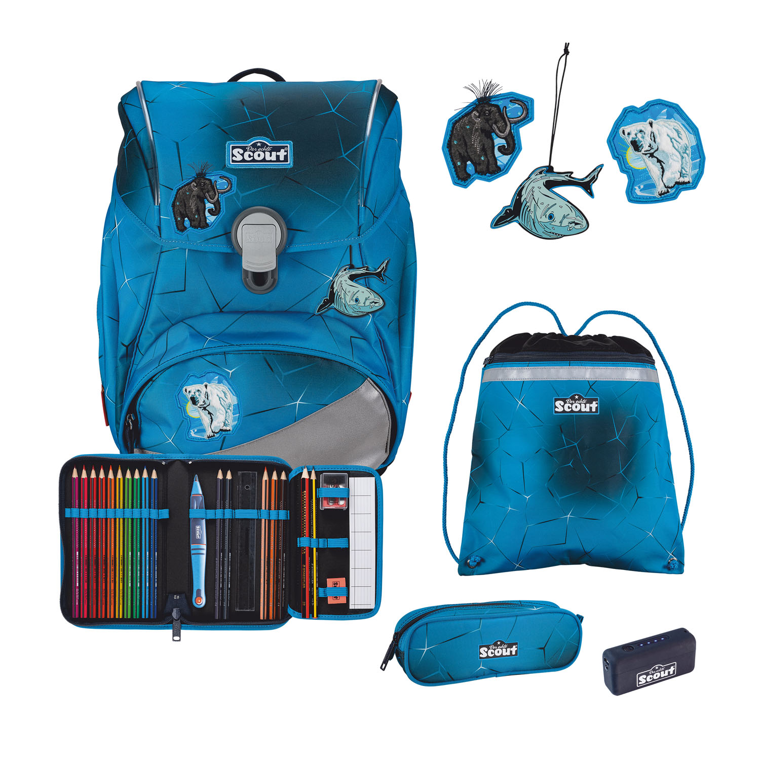 Scout Alpha Exklusiv Safety Light Schulranzen-Set 5-teilig Polar Blue Scout Alpha Exklusiv Safety Light Schulranzen-Set 5-teilig Polar Blue