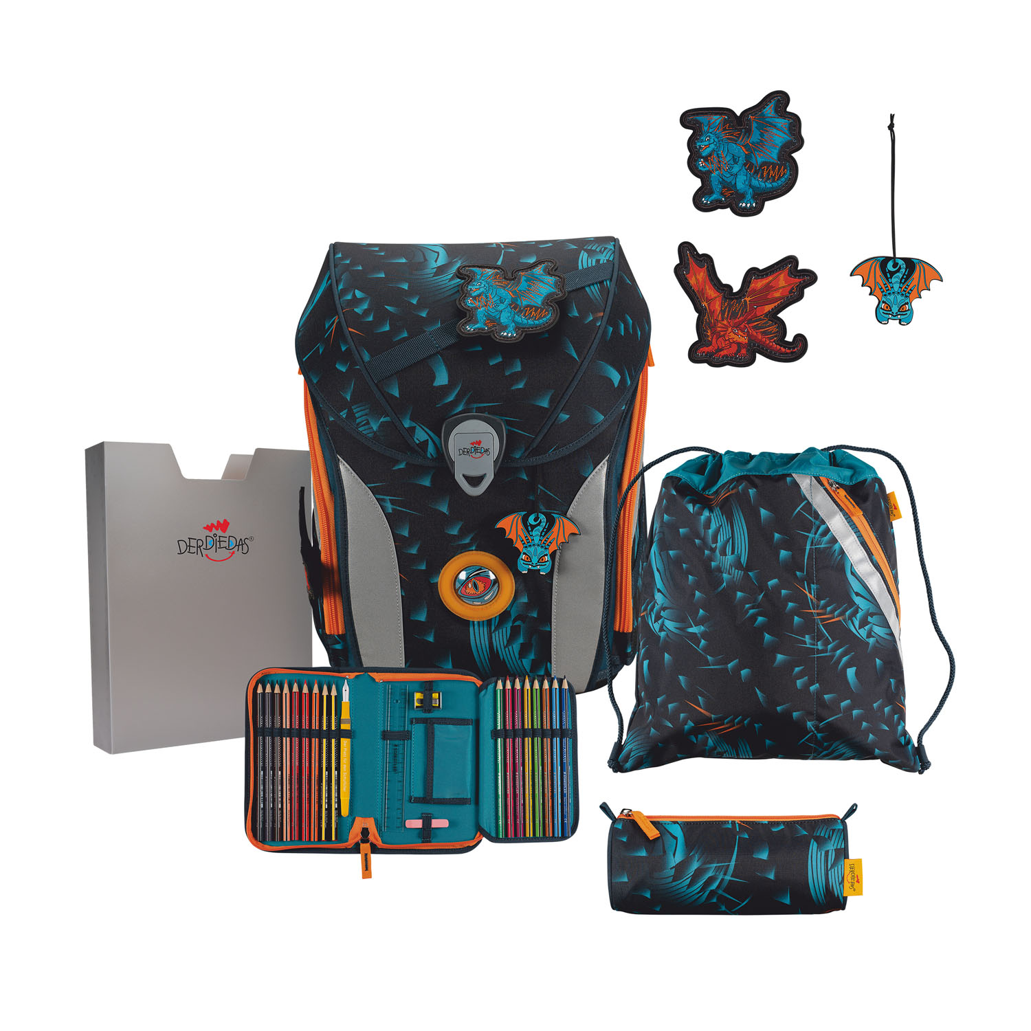 DerDieDas ErgoFlex MAX Exklusiv "LED" Schulrucksack-Set 5-teilig mit Sportbeutel