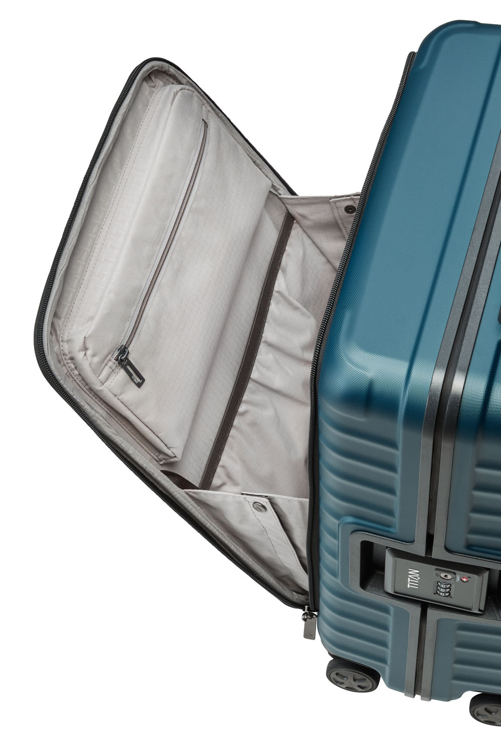 TITAN Litron Frame Trolley S, Handgepäck-Koffer mit Vortasche + Gratis Hotelgutschein Petrol TITAN Litron Frame Trolley S, Handgepäck-Koffer mit Vortasche + Gratis Hotelgutschein Petrol