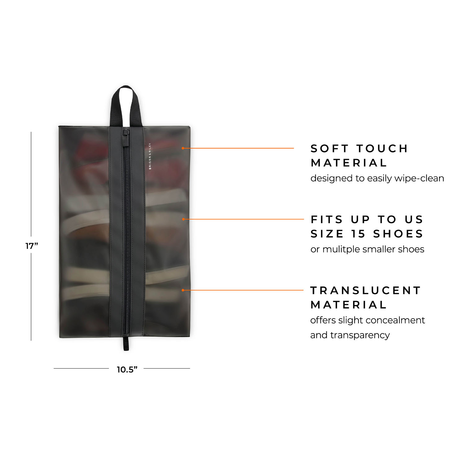 Briggs & Riley Travel Essentials Translucent Shoe Pouch Black