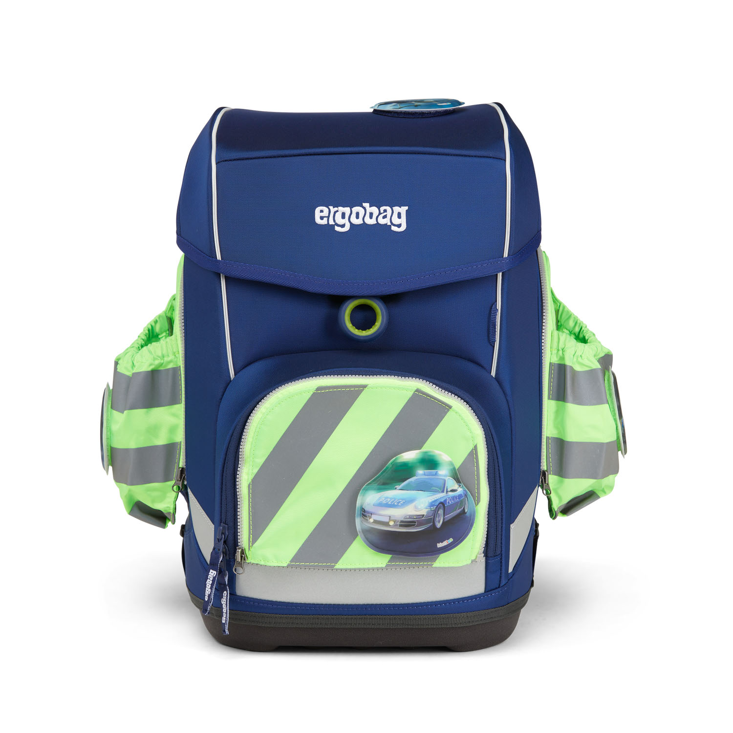 ergobag Schulzubehör Fluo Seitentaschen Zip Set mit Reflektorstreifen, 3-tlg. ab 2019 Grün