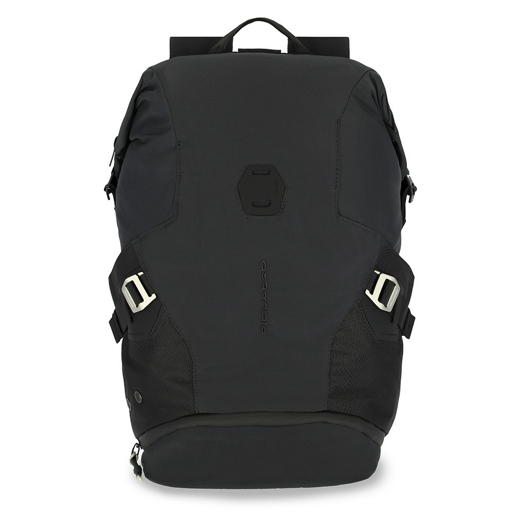 Piquadro PQ-Modular Laptoprucksack 15,6" aus rezykliertem antiviralen Stoff Schwarz