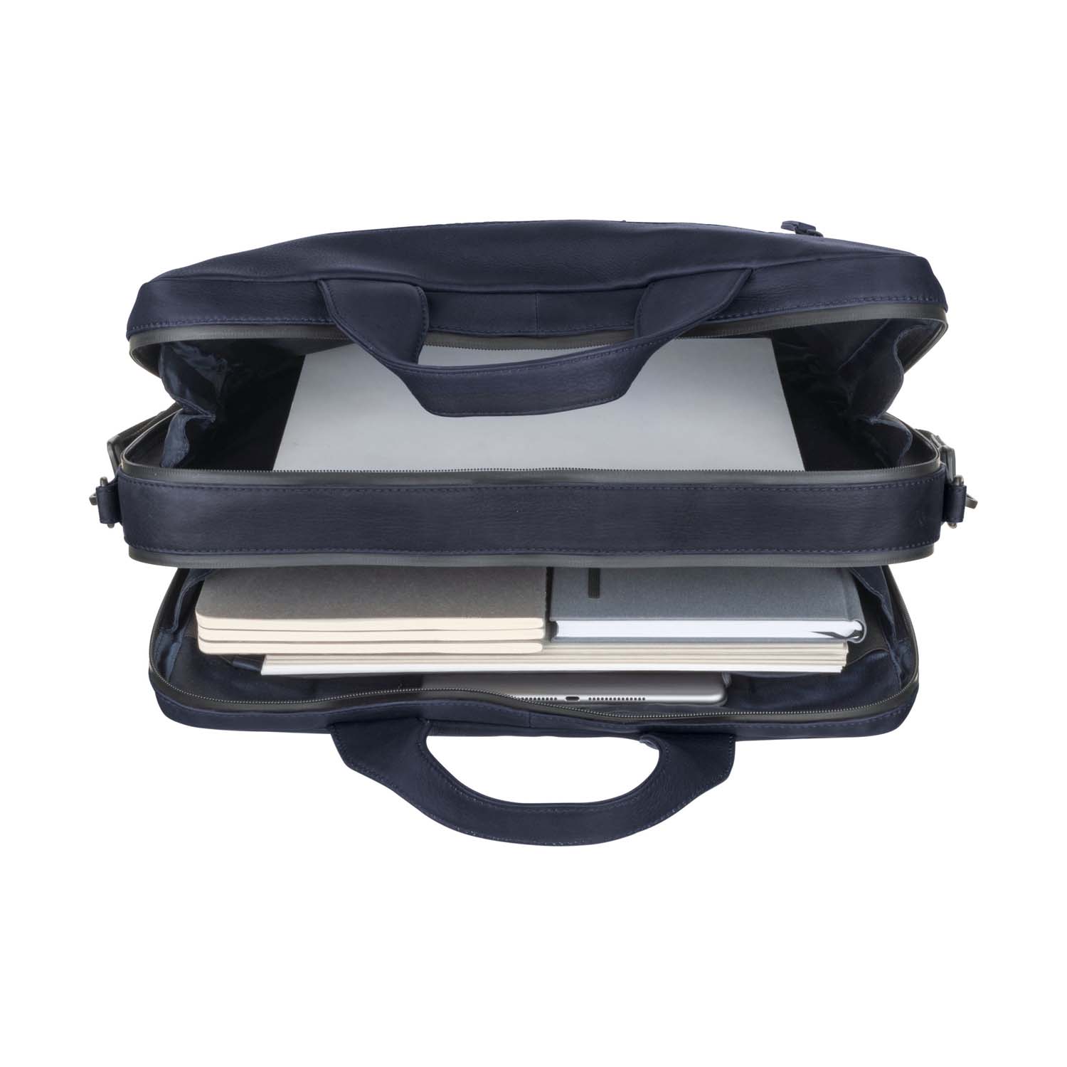 Leonhard Heyden Den Haag Leder-RV-Aktenmappe 2-Fächer mit Notebookfach 15" Blau Leonhard Heyden Den Haag Leder-RV-Aktenmappe 2-Fächer mit Notebookfach 15" Blau