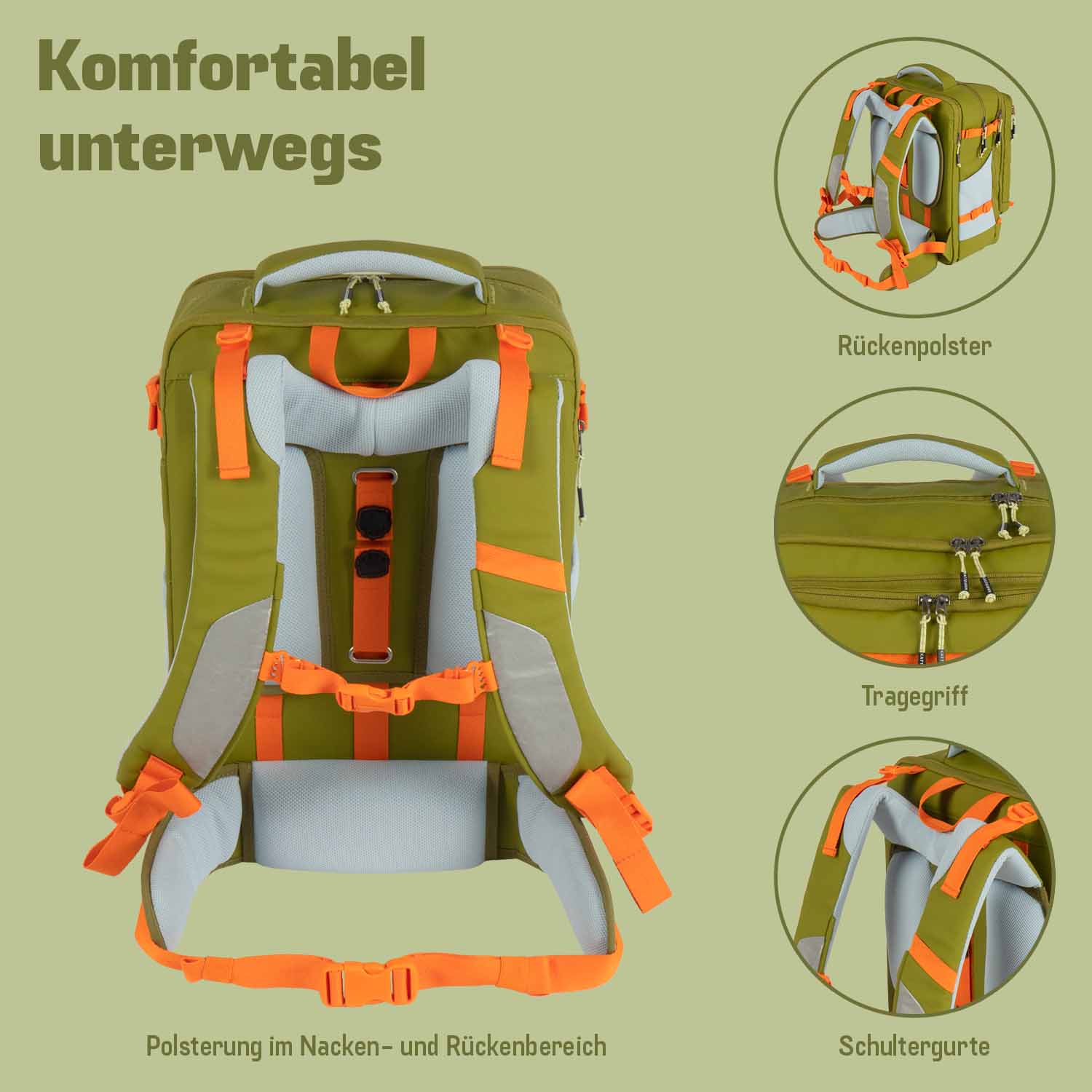 kattbjørn Explorer Schulrucksack grün/orange