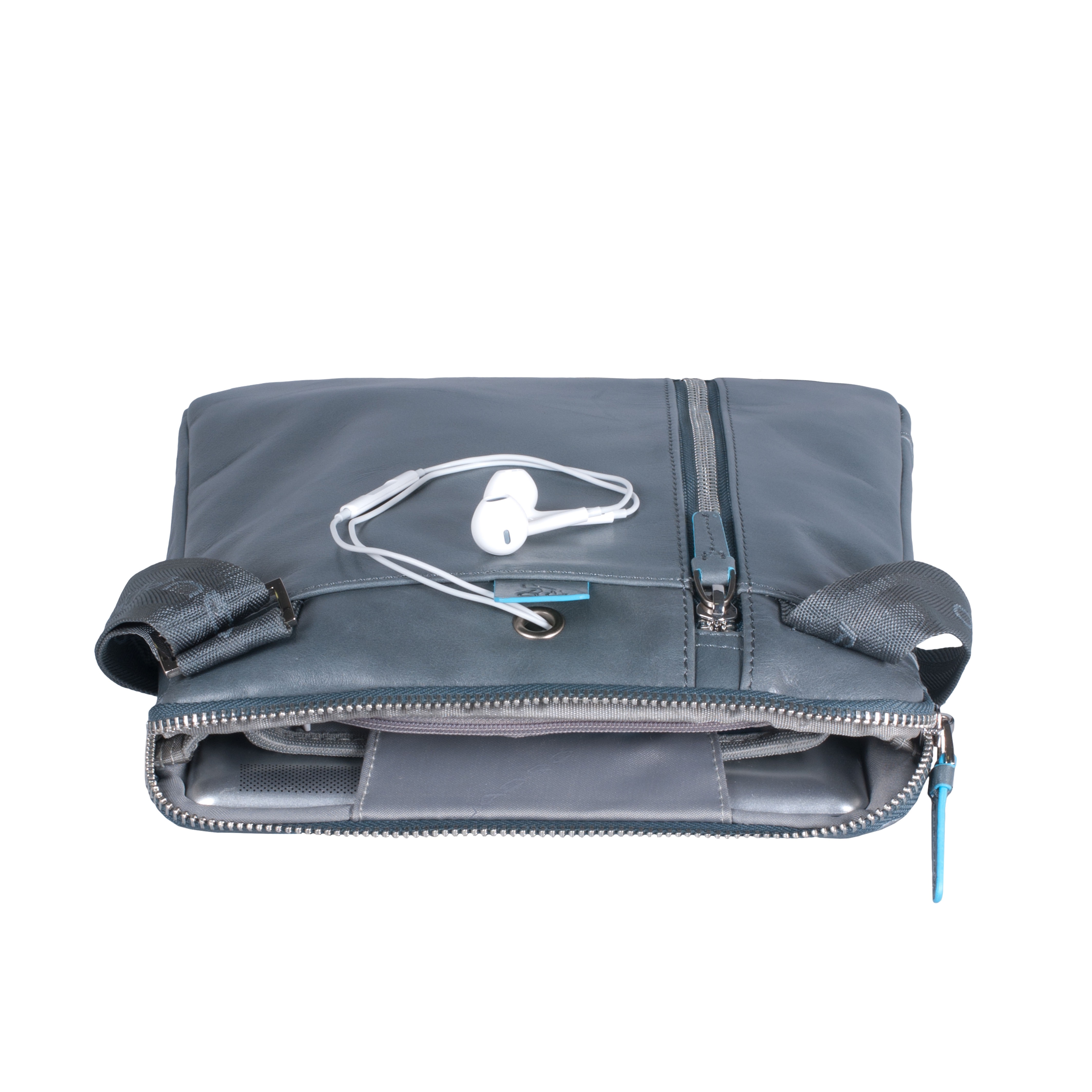 Piquadro Blue Square Umhängetasche mit doppelter Vortasche Grau Piquadro Blue Square Umhängetasche mit doppelter Vortasche Grau