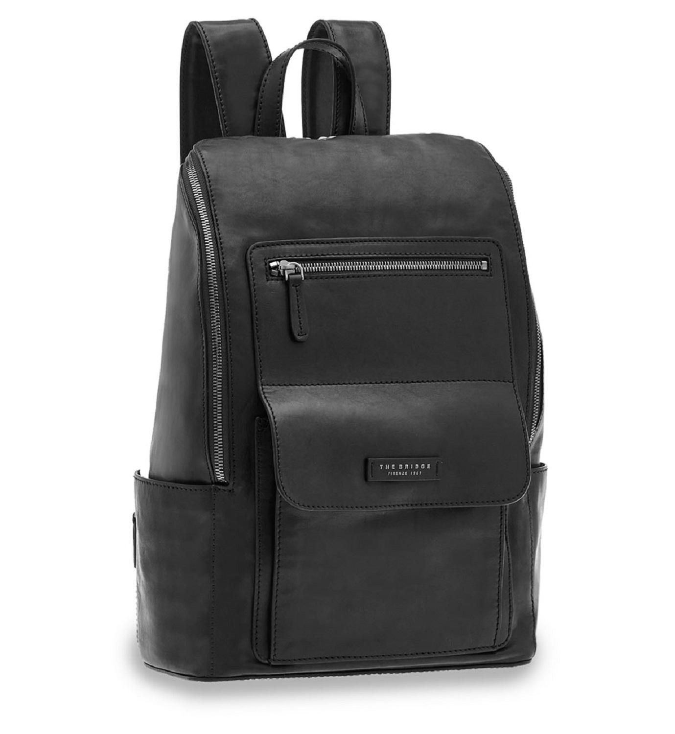The Bridge Alberto Leder-Rucksack Schwarz/Ruthenium