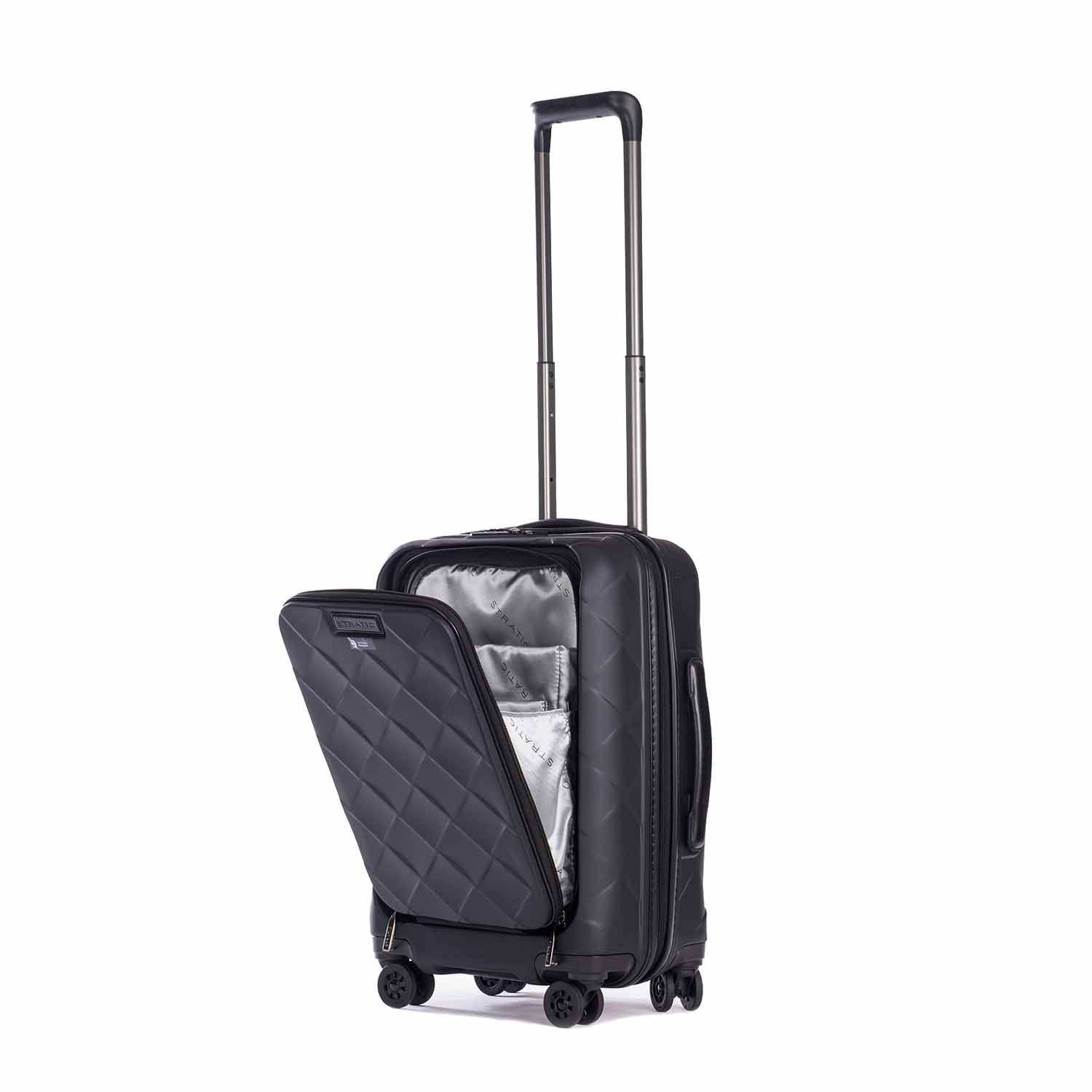 Stratic Leather & More Trolley S mit Vortasche, 4-Rollen Mattblack Stratic Leather & More Trolley S mit Vortasche, 4-Rollen Mattblack