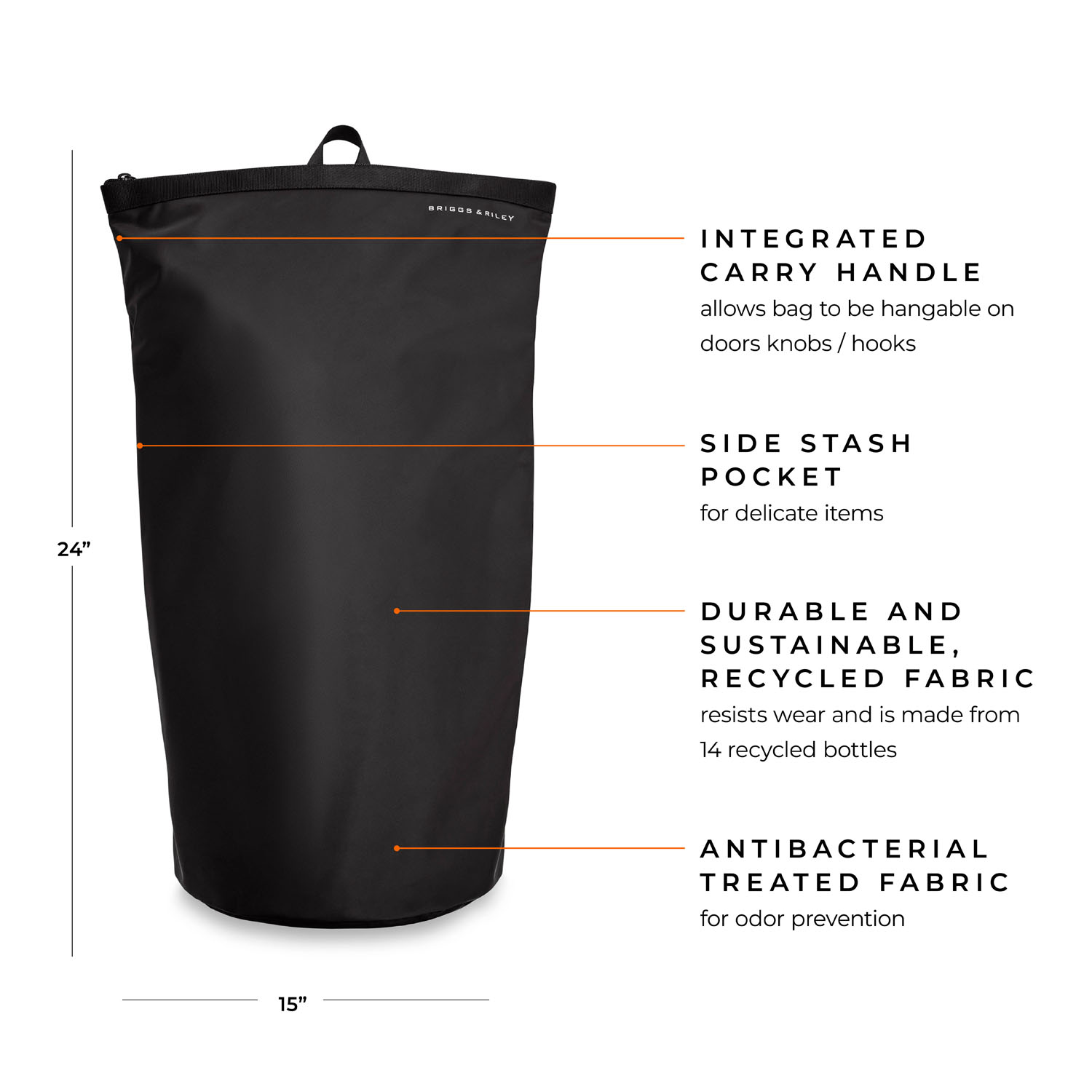 Briggs & Riley Travel Essentials Zippered Laundry Bag Black Briggs & Riley Travel Essentials Zippered Laundry Bag Black