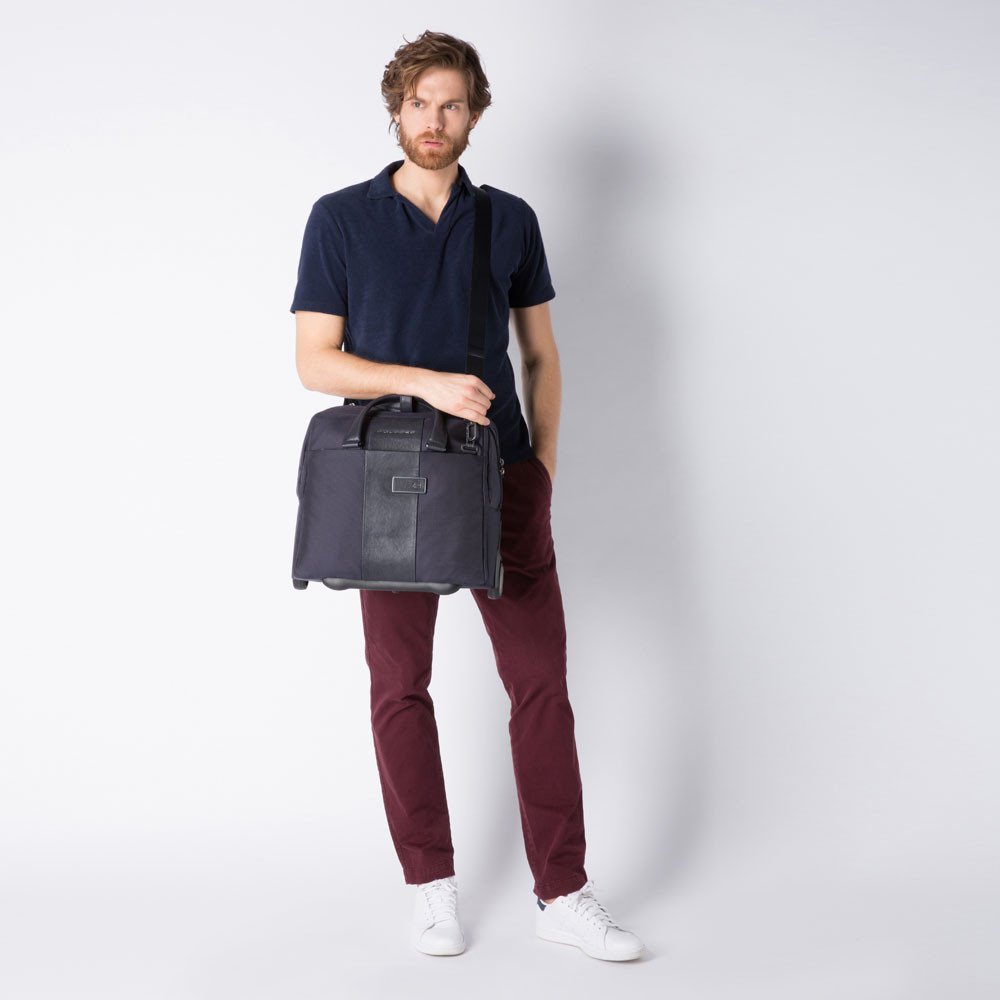 Piquadro Brief Brief Aktentasche auf Rollen 2w mit 15,6" Laptopfach und CONNEQU-Tasche Graphite