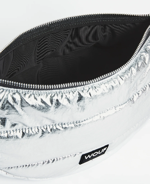 Wouf Quilted Collection Crossbody Bag -Glossy Silver