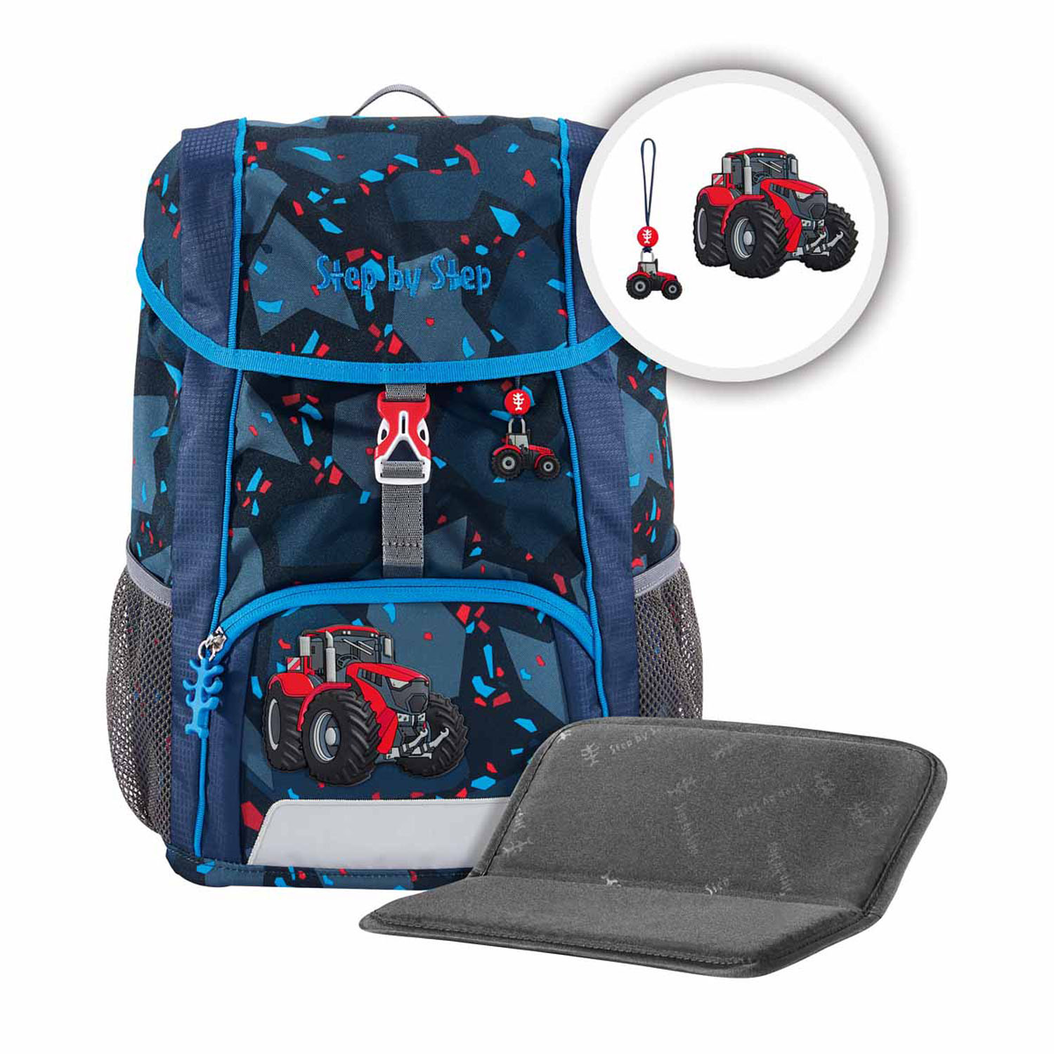 Step by Step Kinderrucksack KID Rucksack-Set, 3-teilig inkl. Sitzkissen Tractor Freddy