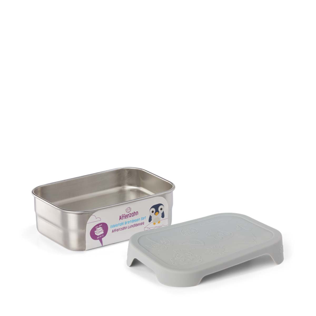 Affenzahn Schulzubehör Edelstahl Brotdosen-Set Koala Silber/Grau