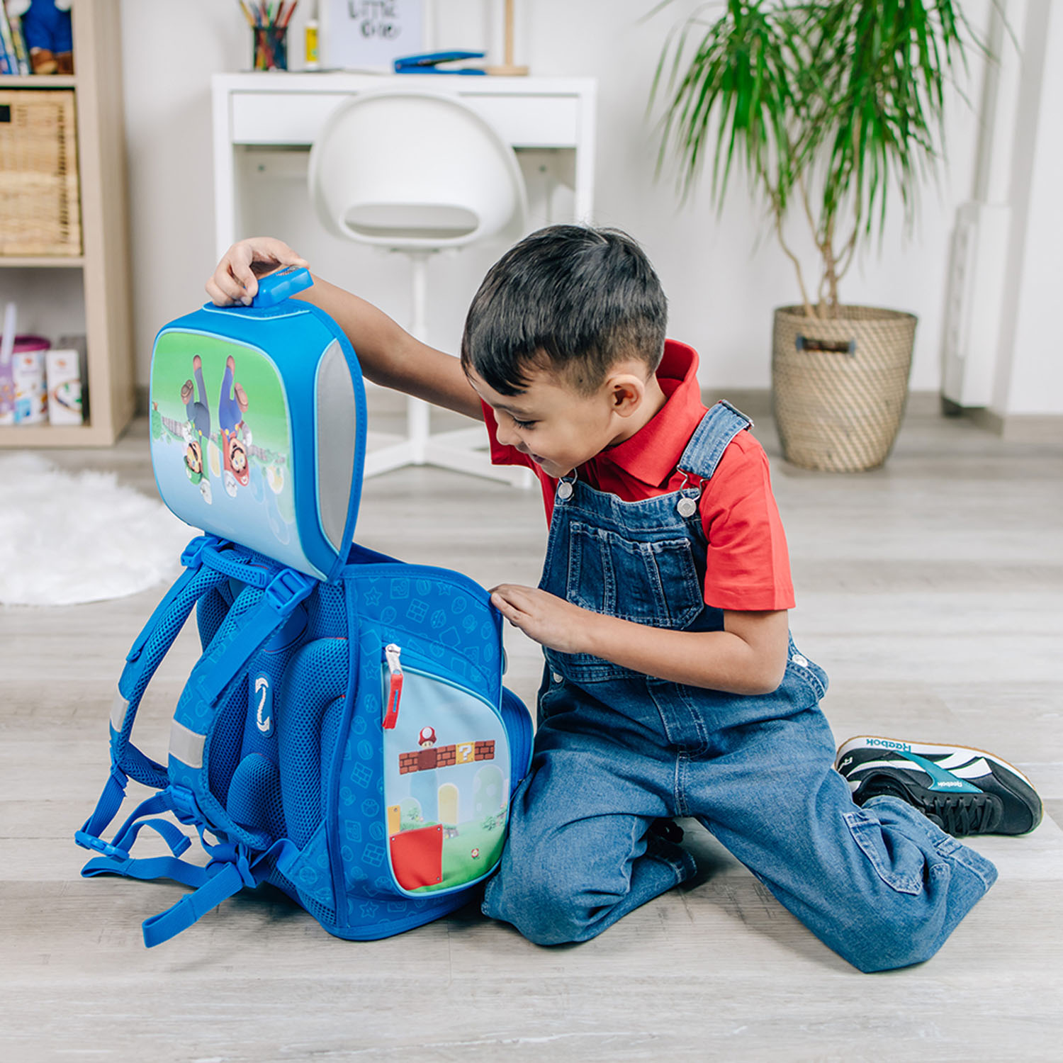 Scooli EasyFit Schulranzen, 5-teiliges Set Super Mario