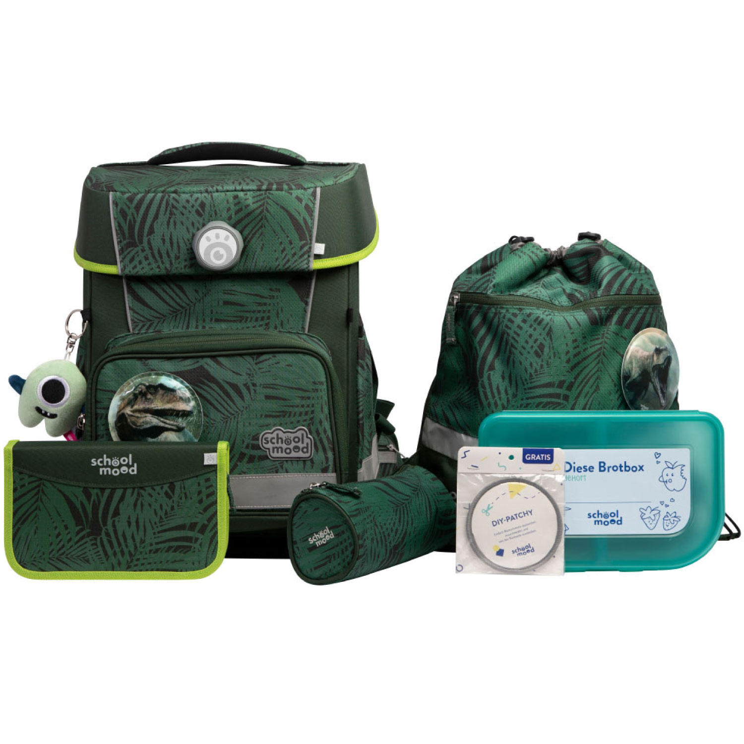 School-Mood Champion Pro 7-tlg. Schulranzenset Daniel (Dinosaurier)