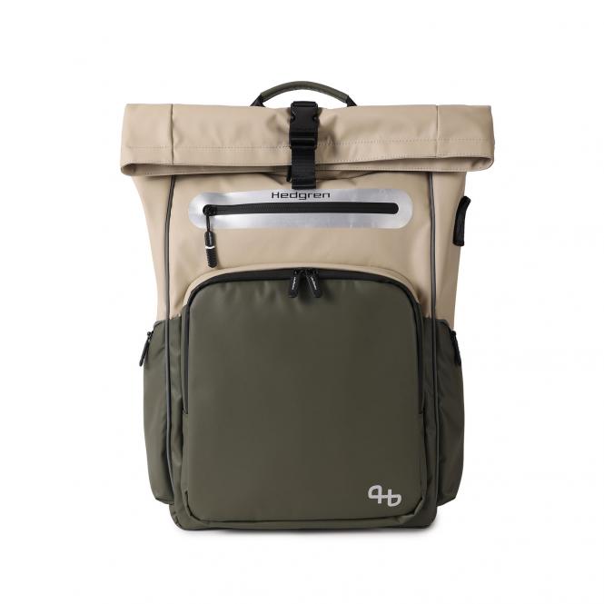 Hedgren CHAIN Roll Up Backpack 15" + RFID Beige/Olive Hedgren CHAIN Roll Up Backpack 15" + RFID Beige/Olive