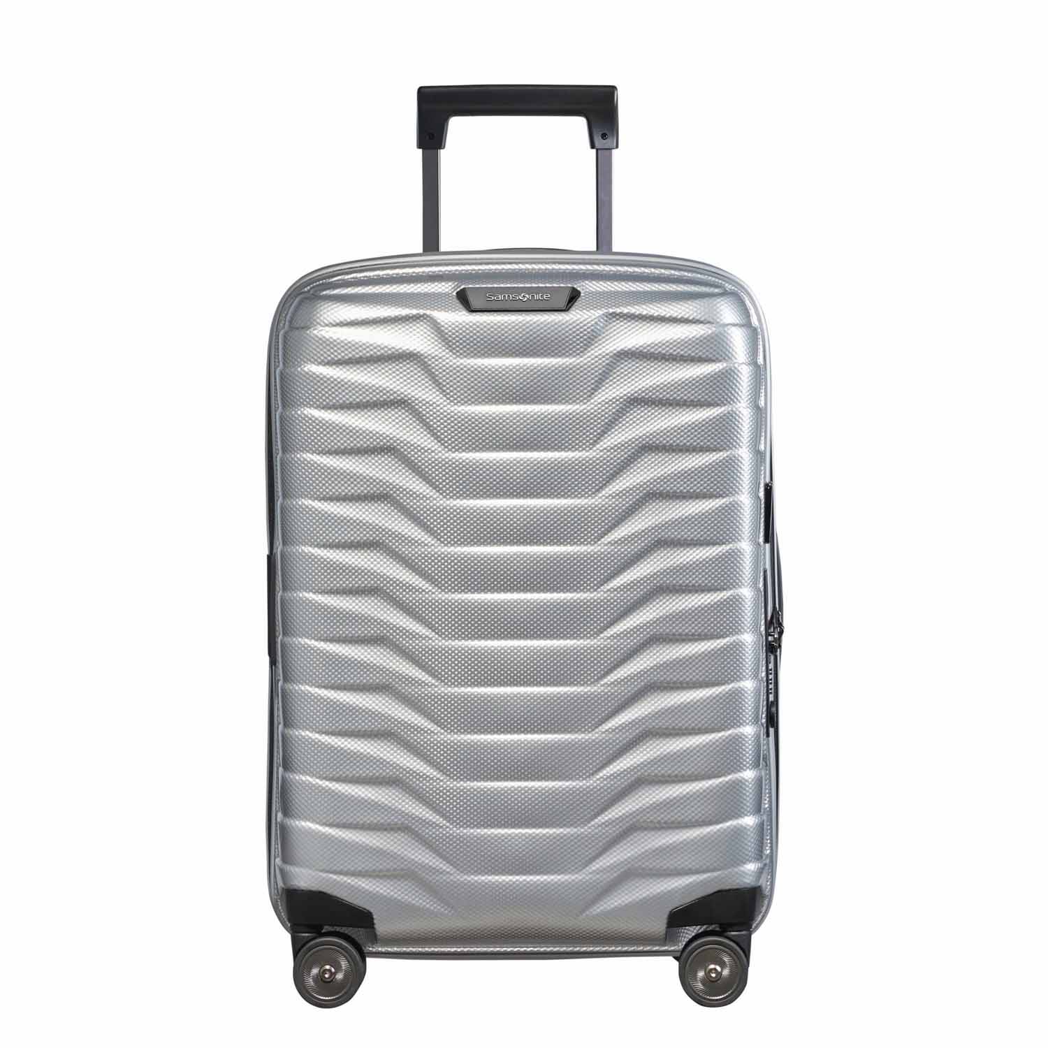 Samsonite Proxis Trolley mit 4 Rollen erweiterbar 55cm (20/23cm) + GRATIS HOTELGUTSCHEIN Silber