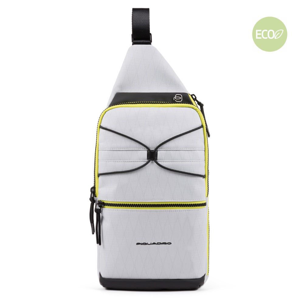 Piquadro Otello Querträgertasche aus recyceltem Stoff Weiß Eis Piquadro Otello Querträgertasche aus recyceltem Stoff Weiß Eis