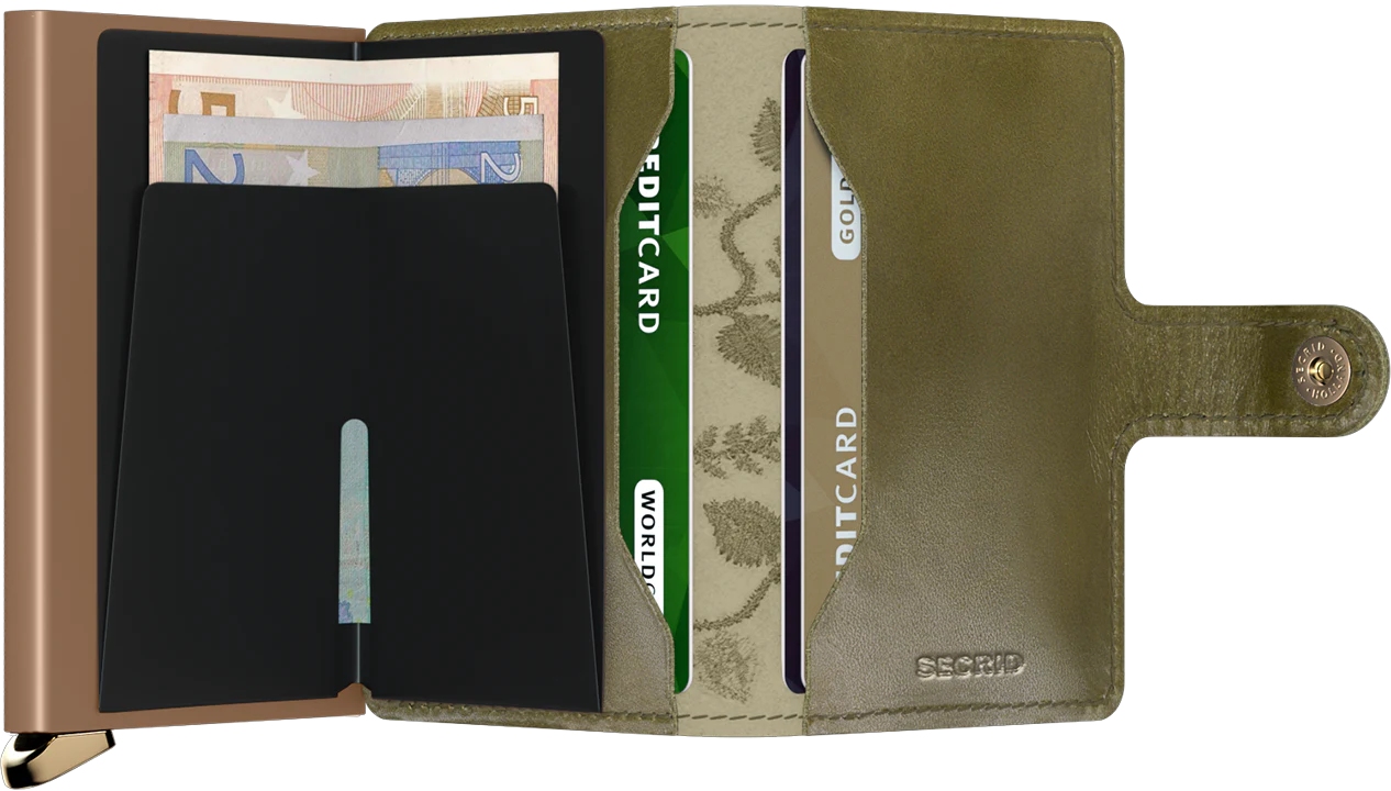 Secrid Miniwallet Premium Stitch Floral MSt-Olive Secrid Miniwallet Premium Stitch Floral MSt-Olive