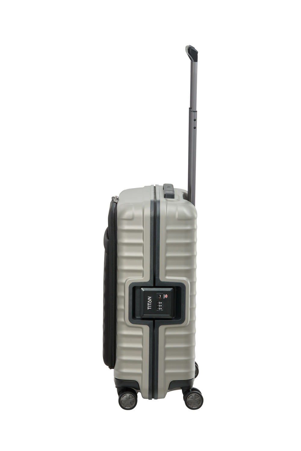 TITAN Litron Frame Trolley S, Handgepäck-Koffer mit Vortasche + Gratis Hotelgutschein Champagner