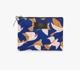 Wouf Accessories Large Pouch Bag Recycled Collection Blue Birds Wouf Accessories Large Pouch Bag Recycled Collection Blue Birds