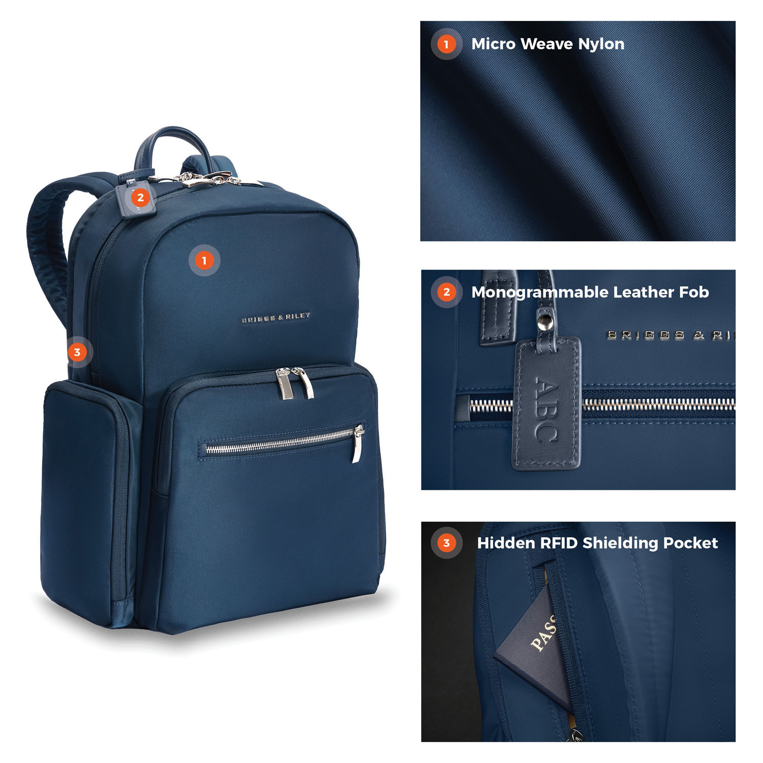 Briggs & Riley Rhapsody Medium Backpack Navy