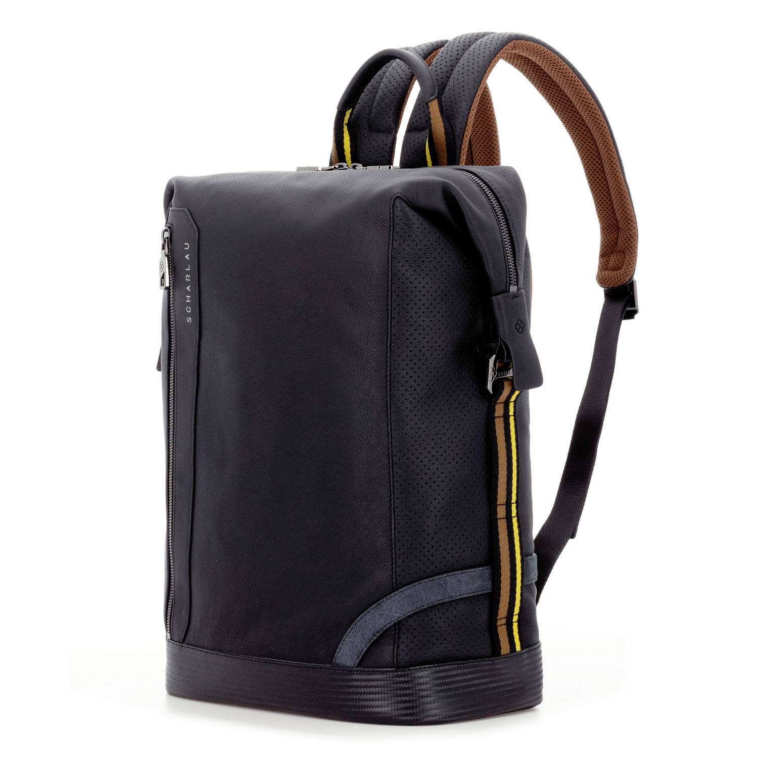 SCHARLAU Slackline BLONDIN Leder-Rucksack für 15,6" Laptopfach Black SCHARLAU Slackline BLONDIN Leder-Rucksack für 15,6" Laptopfach Black