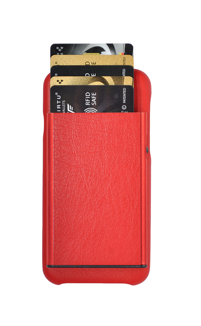 Tru Virtu Click & Slide Pay & Phone Kartenetui und Smartphoneülle - iPhone 8 Nappa Coral/Red