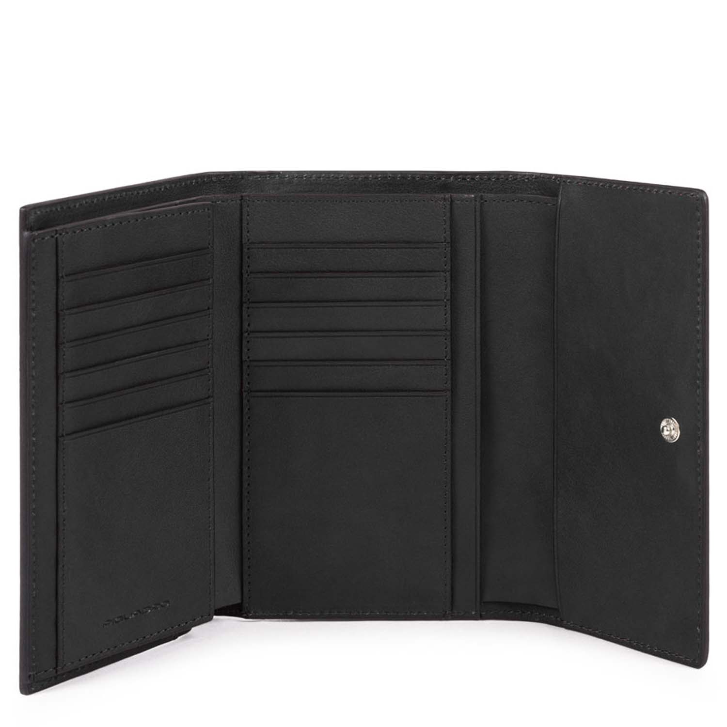 Piquadro Gea Damenbörse mit Kreditkartenfächern, RV-Münzfach schwarz Piquadro Gea Damenbörse mit Kreditkartenfächern, RV-Münzfach schwarz