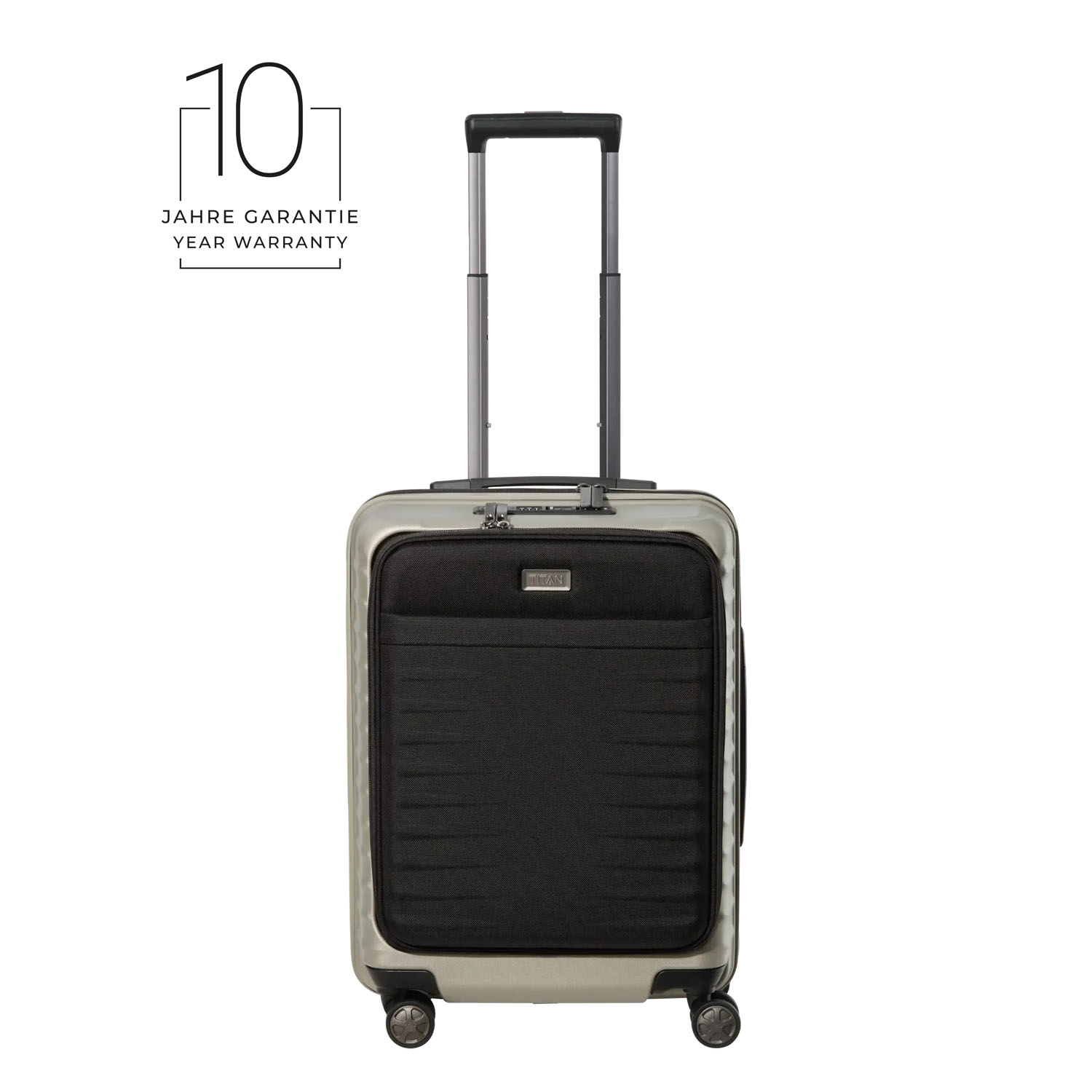 TITAN Litron 4-Rollen Trolley S mit Vortasche + Gratis Hotelgutschein Champagner TITAN Litron 4-Rollen Trolley S mit Vortasche + Gratis Hotelgutschein Champagner