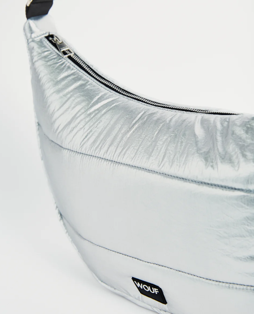 Wouf Quilted Collection Large Crossbody Bag -Glossy Silver