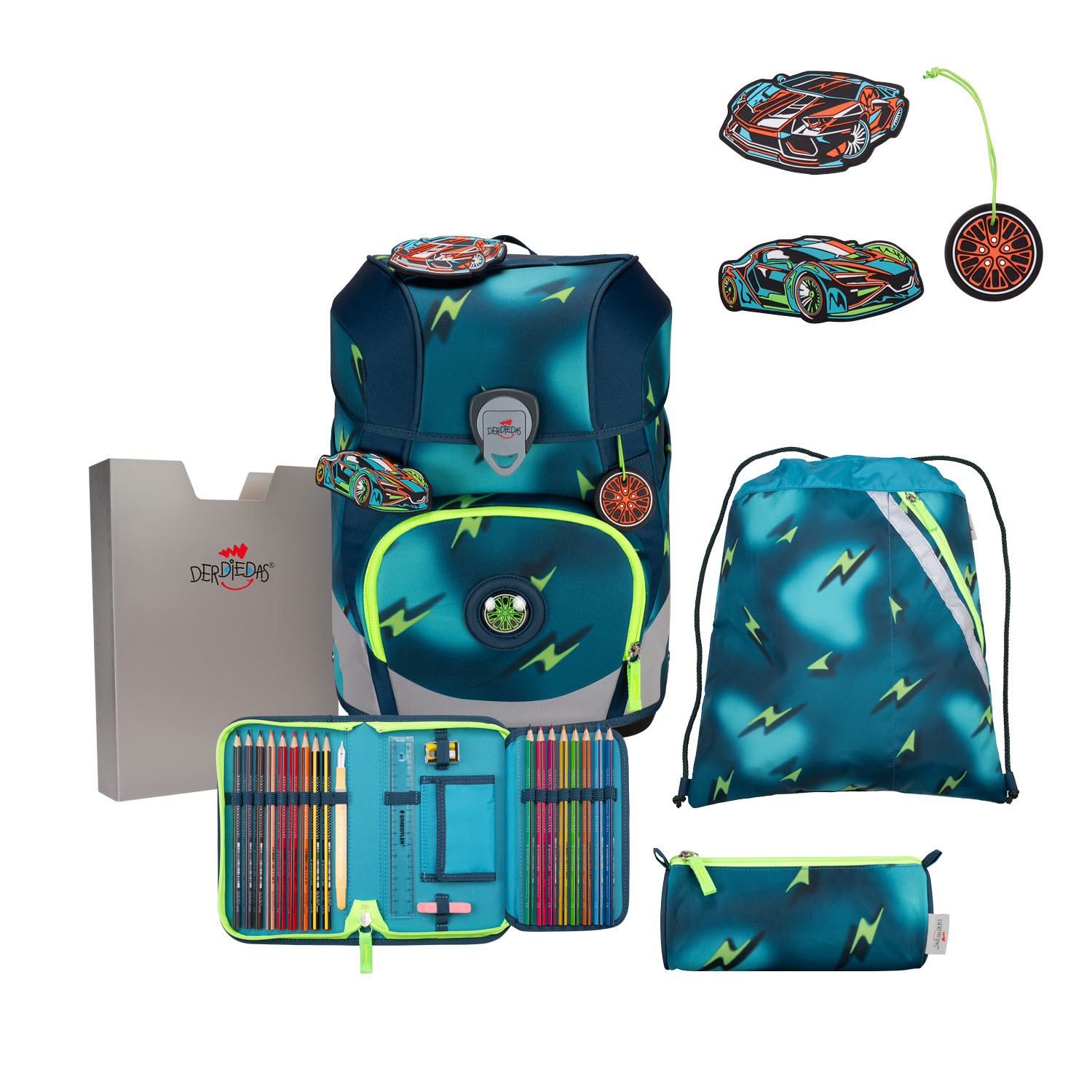 DerDieDas ErgoFlex Tiny Schulrucksack 5-teiliges Set Magic Light