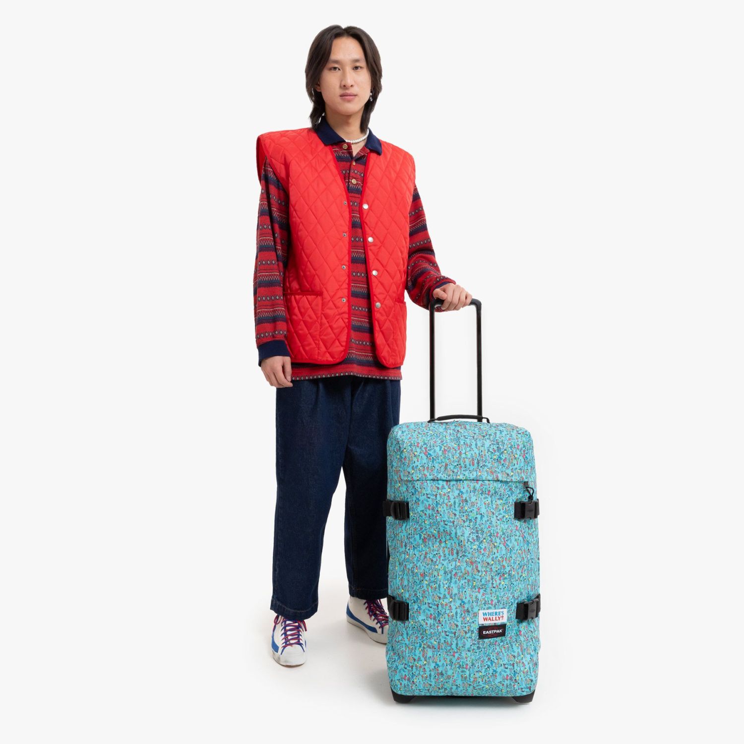 Eastpak Tranverz M Trolley 2 Rollen Where's Wally Pattern Blue Eastpak Tranverz M Trolley 2 Rollen Where's Wally Pattern Blue
