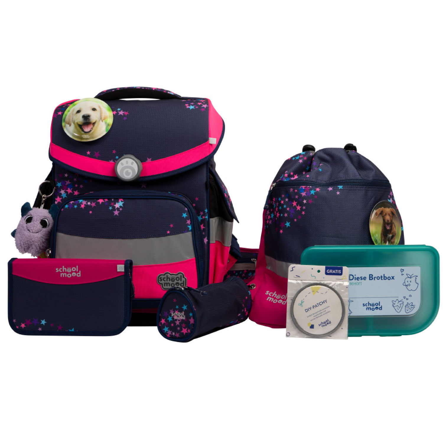 School-Mood Timeless Pro 7-tlg. Schulranzenset Leni (Hund)